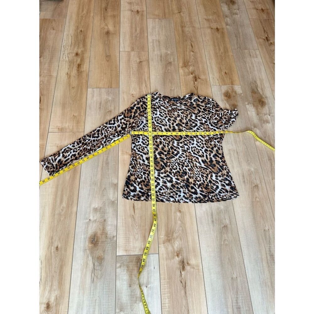 I.N.C. Long Sleeve Sheer Crew Neck Pullover Blouse Top Leopard Print XL - Picture 6 of 11